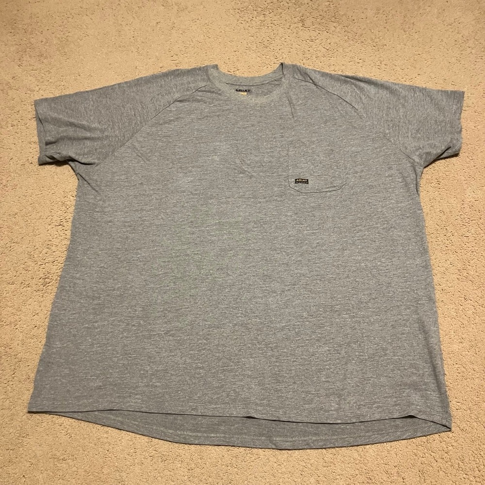 Ariat Men's Rebar Cotton Strong pocket T-shirt Heather Gray Sz 4XL